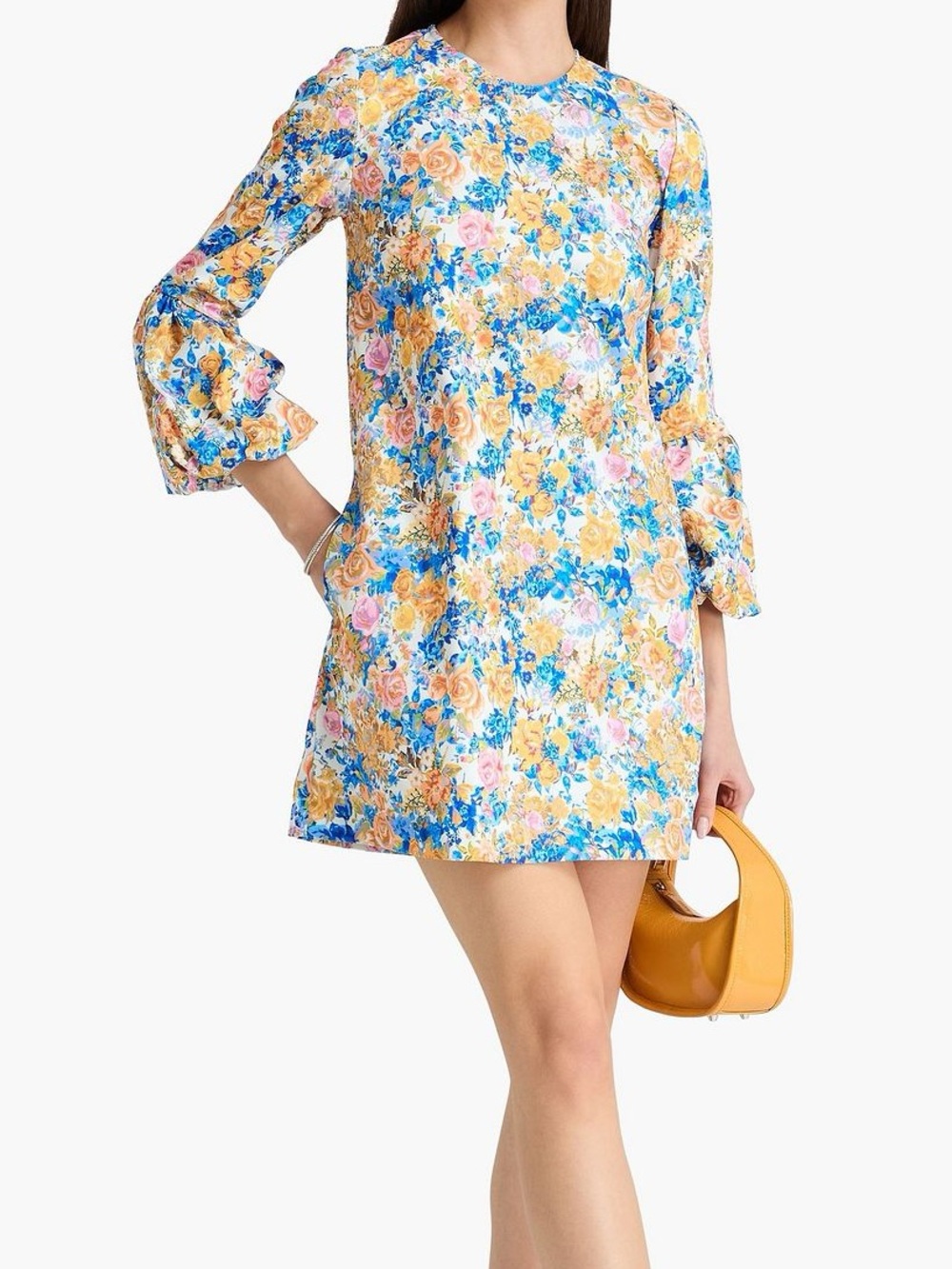 NWT - Kika Vargas Florence Floral Twill Long Sleeve Mini Dress Size 4